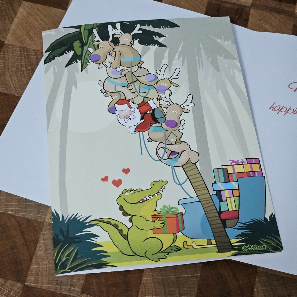 Stonehouse Collection Funny Gator Holiday Card - 12 Personalized Christmas Cards